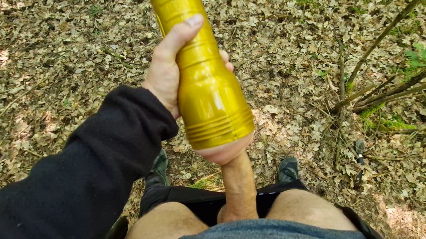 Fucking my fleshlight in the forest 