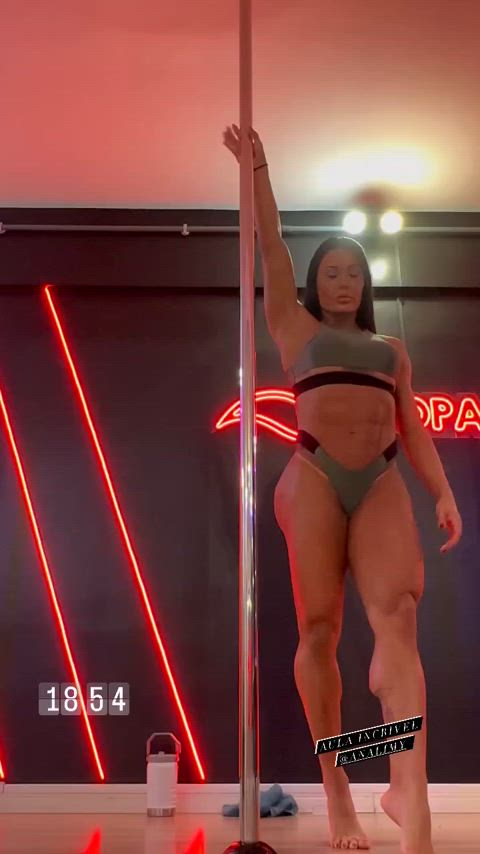 ass big ass big tits brazilian celebrity muscular girl pole dance sexy gif