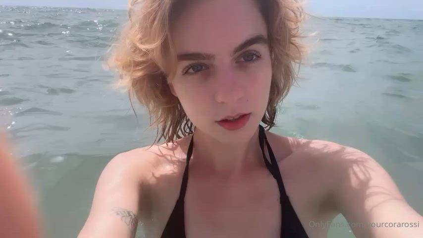 beach blonde sensual white girl gif