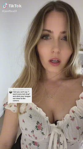 British Cleavage Eye Contact JOI TikTok Tongue Fetish gif