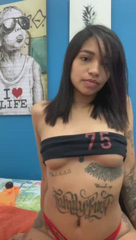 camgirl ebony latina lingerie natural tits pussy skinny small tits tattoo gif