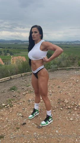 Fitness Muscular Girl Spanish Tits gif