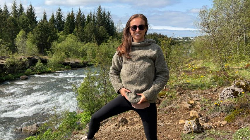 Beautiful hike along a river in Iceland. Dreamy