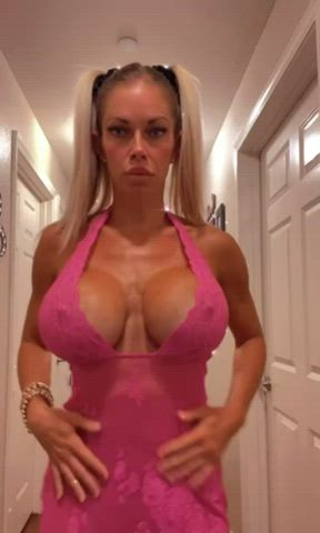 blonde boobs fake boobs fake tits masturbating sex gif