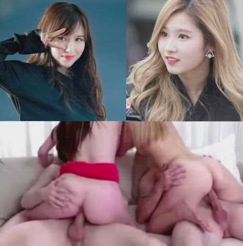 foursome japanese korean split screen porn gif