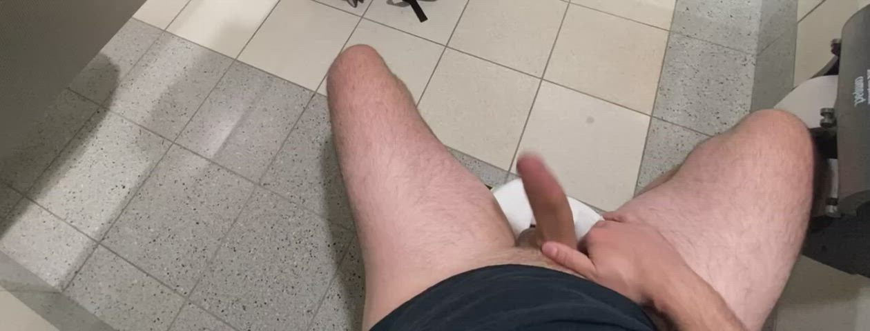 Stroking in the airport bathroom