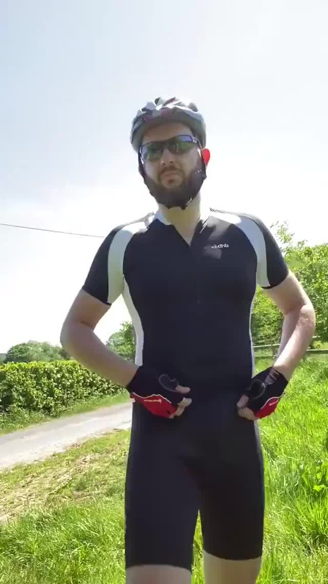 Jerking his cock while on a bike ride