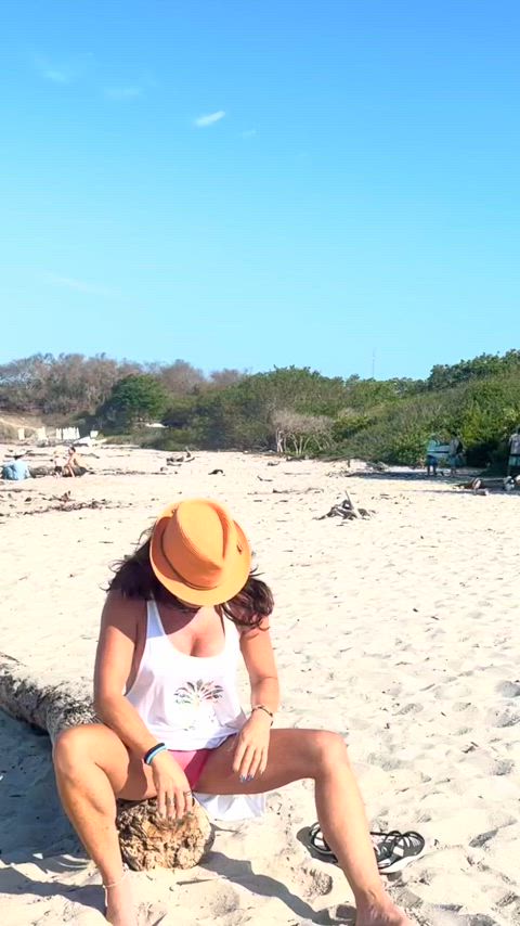 amateur beach milf masturbating public gif