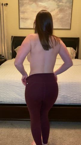 Amateur Ass Hotwife MILF Redhead Strip Stripping Striptease Thong Wife gif