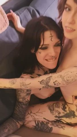 kissing lesbian tattoo gif