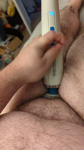 chubby hitachi magic wand masturbating orgasm trans man gif