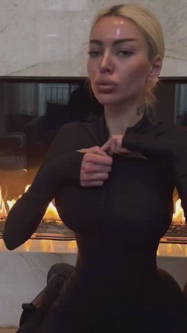 Bimbo Alyona in a tight bodysuit