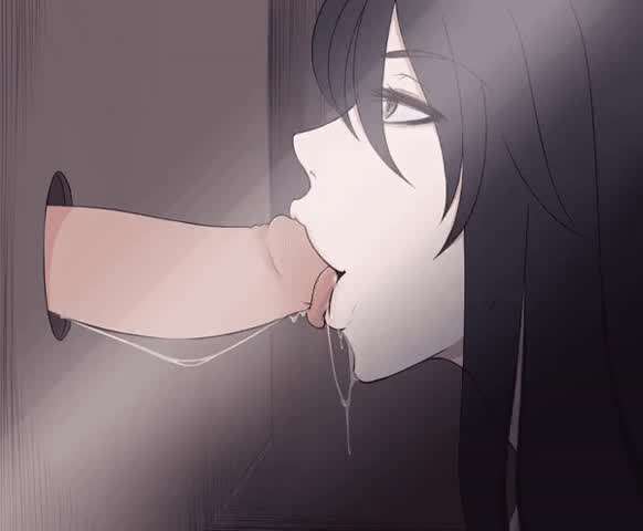 anime blowjob cum cum in mouth glory hole hentai teen gif