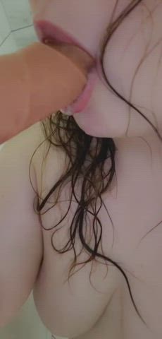 big dick big tits blowjob curvy dildo lips oral shower gif