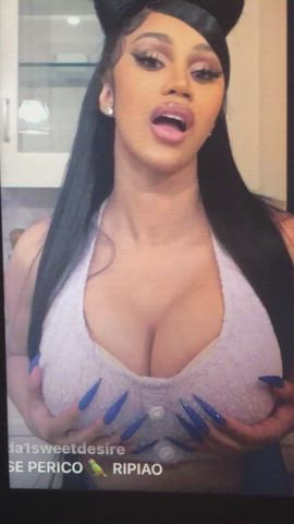 BBC Big Tits Cardi B Celebrity Cum Ebony Tribute gif