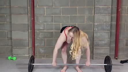 Blonde Fitness Gym Muscular Girl Muscular Milf gif