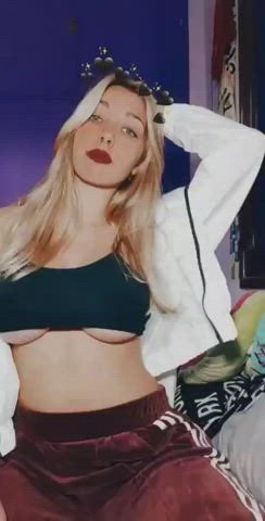 blonde teen underboob gif