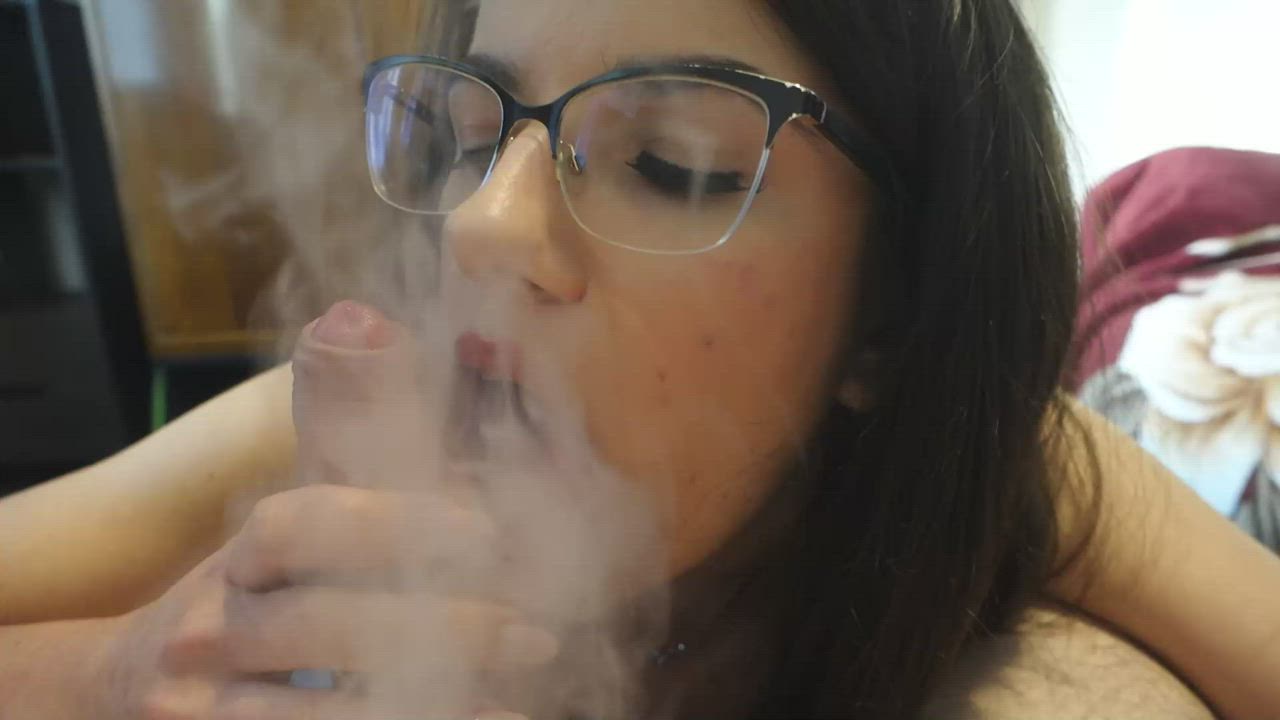 Blowjob Brunette Smoking gif