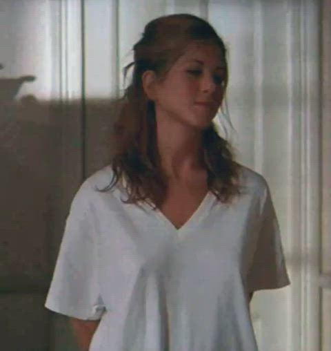 braless celebrity jennifer aniston gif