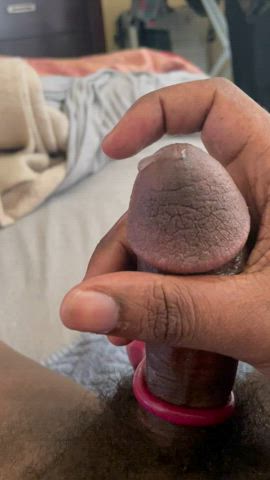 bbc cock dripping ebony masturbating precum gif