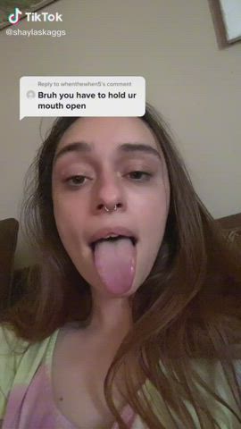 eye contact facial pierced tiktok tongue fetish tribute gif