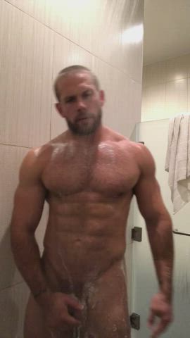 Washing in the gym showers