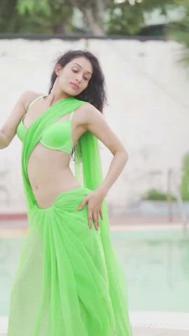 belly button indian saree gif