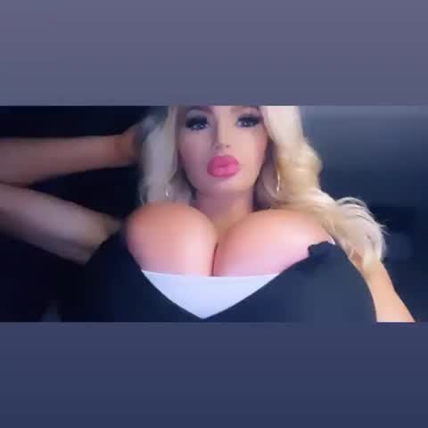 Big Tits Blonde Lipstick gif