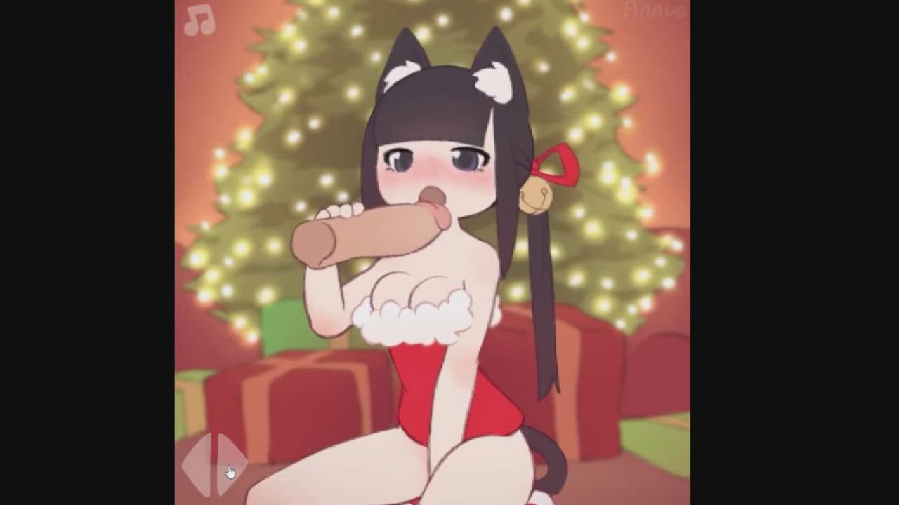 Anime Blowjob Christmas Hentai gif