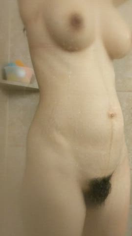 big tits hairy pussy milf shower gif