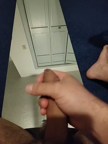 big dick cumshot foreskin latino mirror gif