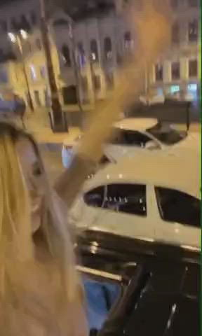 blonde flashing party public gif