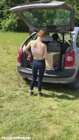 Amateur Ass Fingering Masturbating Outdoor Petite Public Pussy Teen gif