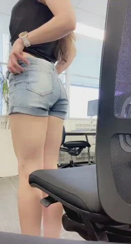 amateur asshole homemade jean shorts jeans office gif