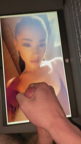 Ariana Grande Cum Cumshot Tribute gif