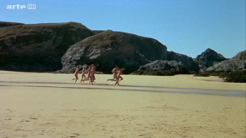 beach french group nudist vintage gif