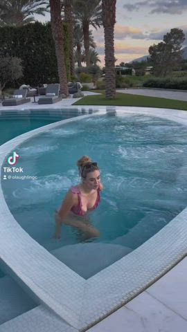 bikini blonde pool gif