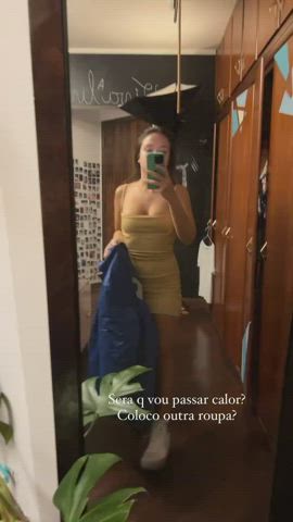 brazilian brunette dress gif