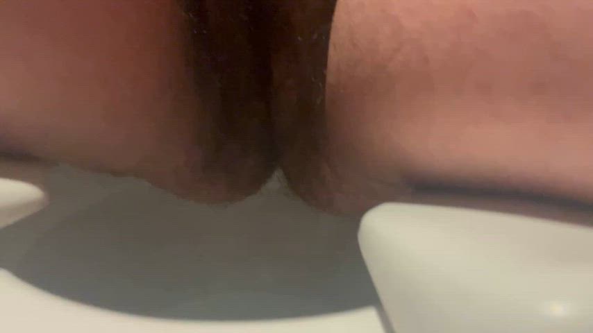 amateur hairy pussy piss pissing toilet gif