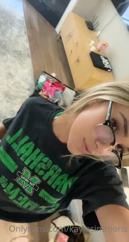 ass blonde glasses gif