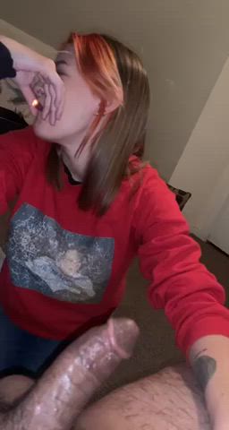 blowjob homemade smoking gif