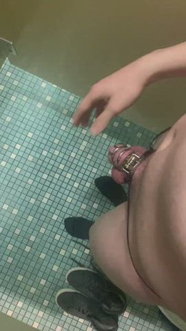 bathroom chastity exhibitionist gay twink gif