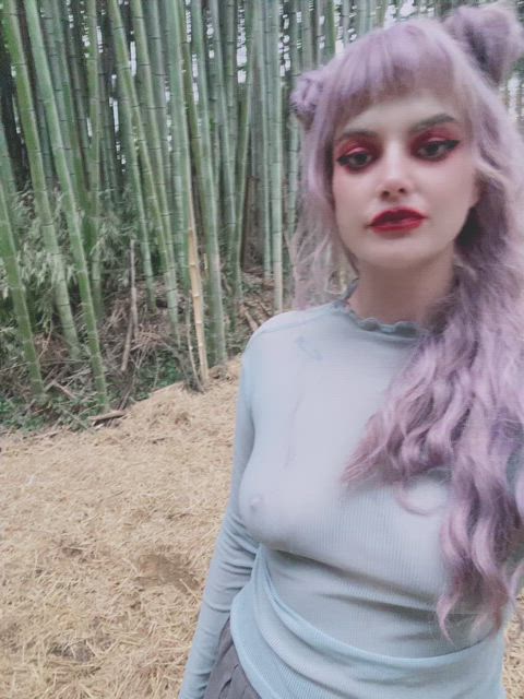 braless sheer clothes vaping gif