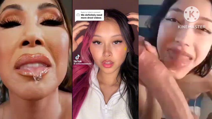 ahegao asian bwc blowjob drool drooling gooning kianna dior split screen porn tiktok