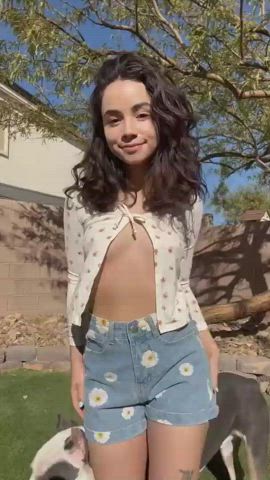 Natural Tits Nipple Piercing Outdoor Small Tits gif