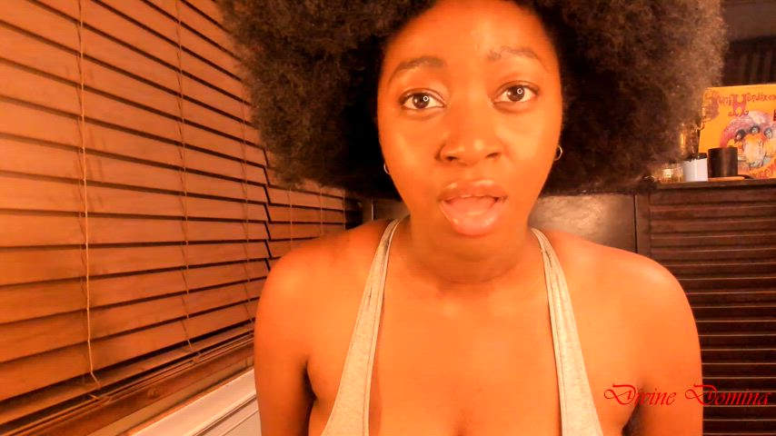 ebony femdom findom goddess humiliation pov spit spit on face gif