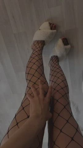 blonde feet stockings gif