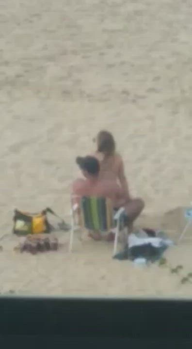 Amateur Beach Couple Outdoor Riding gif