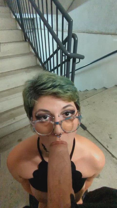 Green hair blowjob!