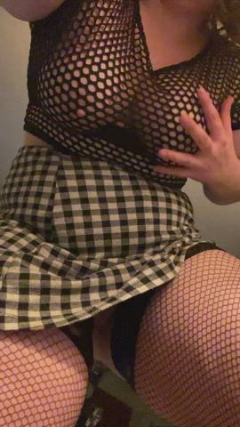 Blonde Chubby Fishnet Pussy gif